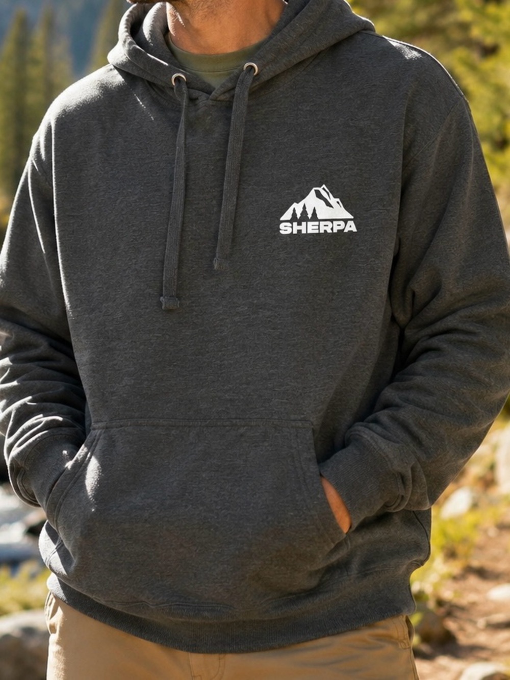 Cotton Heritage Sherpa Men's Dark Charcoal Pullover Drawstring Hoodie XL